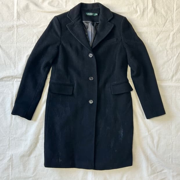 블랙 싱글 울 코트 