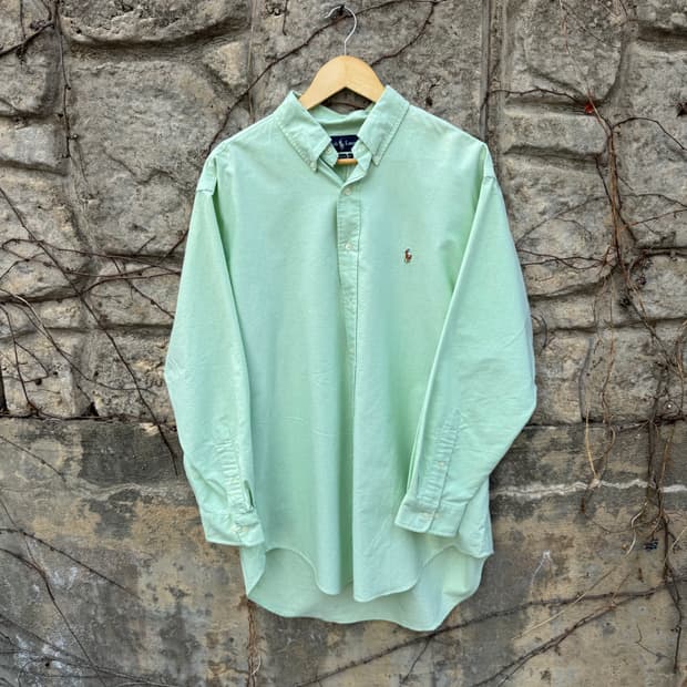 90s 폴로 랄프로렌 빈티지 연두색 옥스포드 셔츠 빅사이즈
