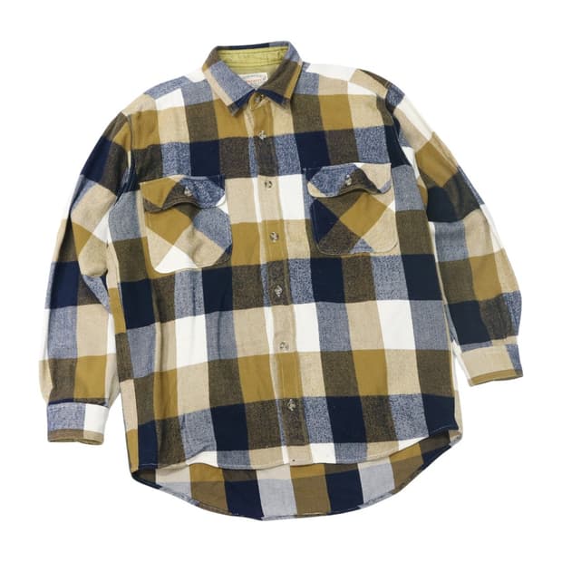 TIMEBELL 타임벨 빈티지 머스타드 네이비 체크 셔츠 (M)