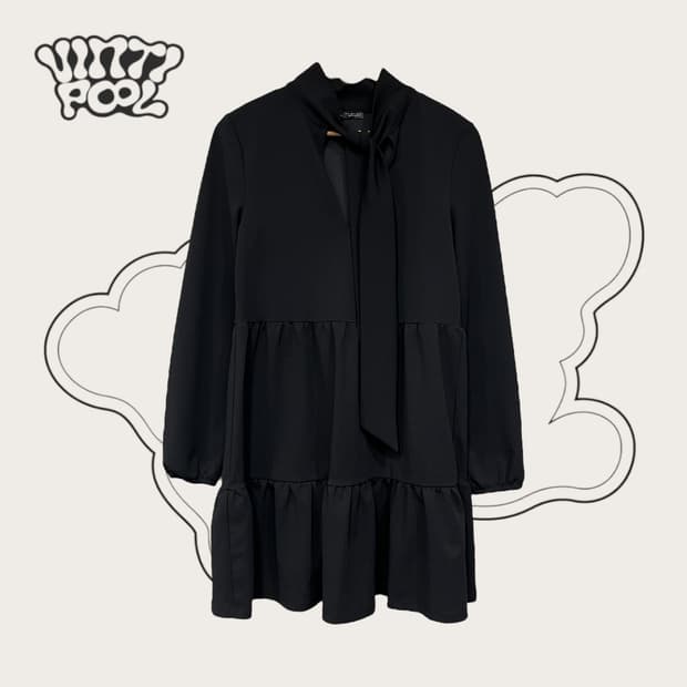 ZARA 자라 보타이 러플 미니 원피스 S 블랙