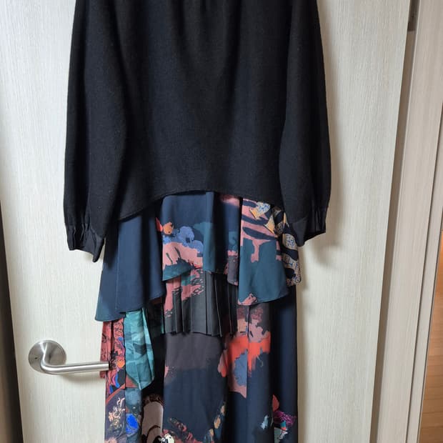 타임 TIME 한섬 울니트 원피스 패턴 드레스 롱원피스