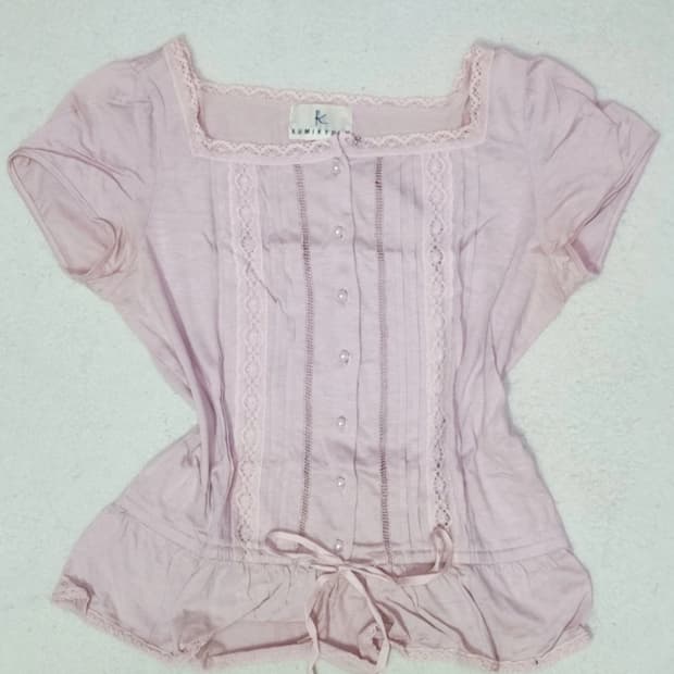 빈티지 하치깔 딱붙핏 핑크 반팔티