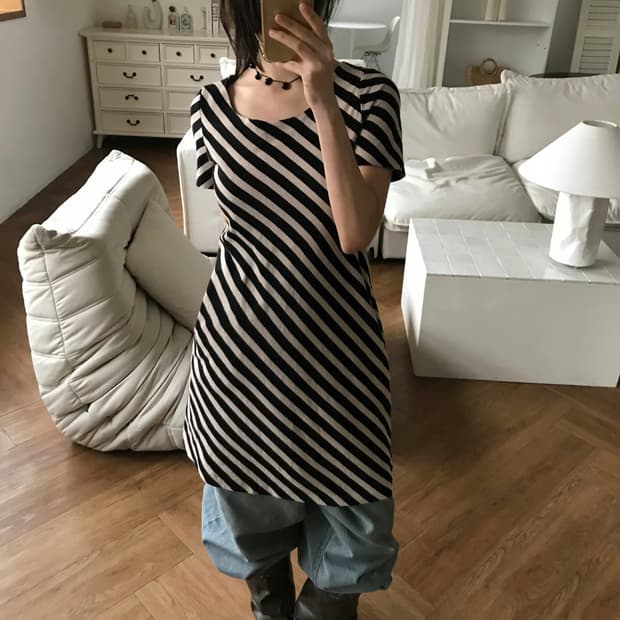 vintage stripe pattern one-piece