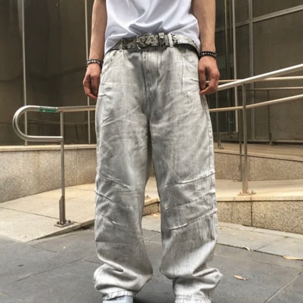 dirty washed white jeans