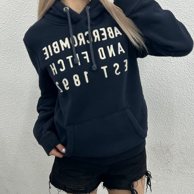 아베크롬비 패치 네이비 후드 S