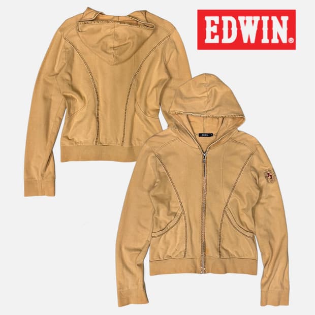 velvet line embroidery hood zip-up