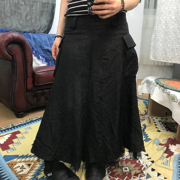 빈티지 여성 레이스 카고 롱 스커트 