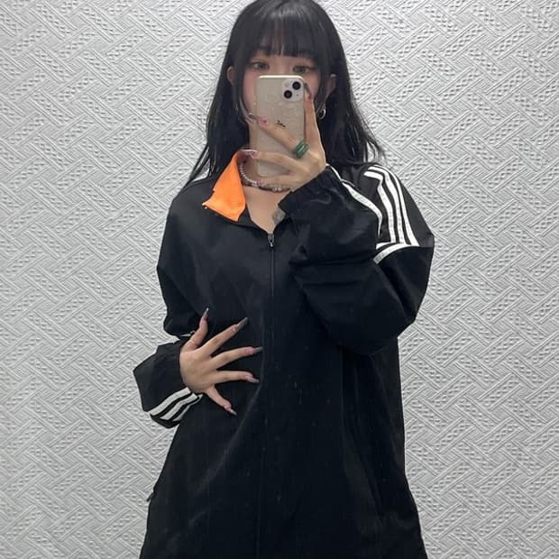 아디다스 올드스쿨 레트로 00s 오렌지 바람막이 자켓 110 C12034