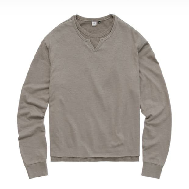 2) 폴리테루 루트 넥 크롭 롱 슬리브 유즈드 토프 타우페