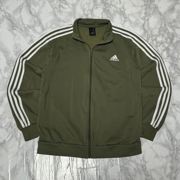 아디다스 삼선 코튼 카키 트레이닝 져지 자켓