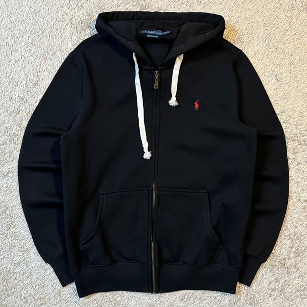 폴로 랄프로렌 커스텀핏 레드포니 기모 후드집업 블랙