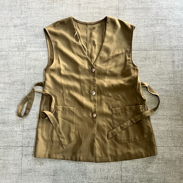 일본빈티지 Gu 하구미모리걸 너드남시골남 투포켓 베스트조끼 카키브라운