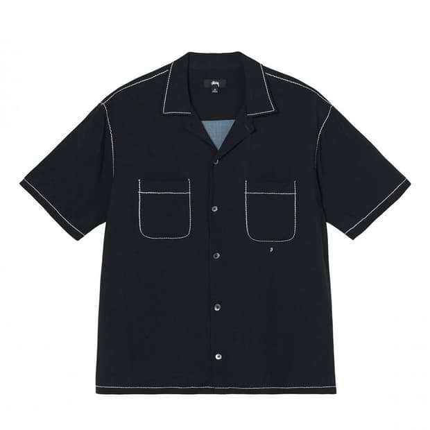 stussy contrast pick stitched shirt L