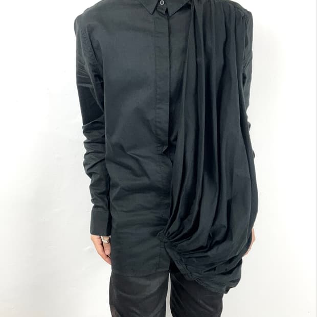 Balmain Draped Hidden Placket Cotton Shi