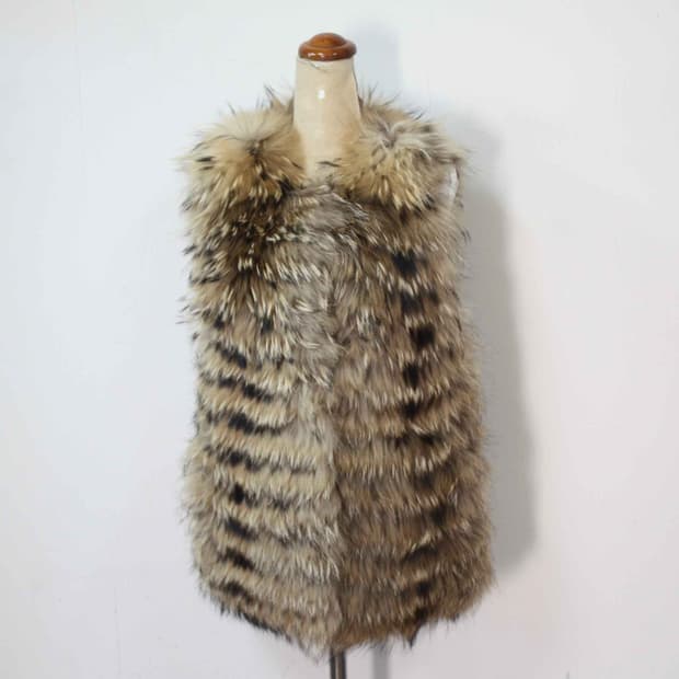 W-3450/마쥬 매장판 여성용 돈피 라쿤털 조끼 85