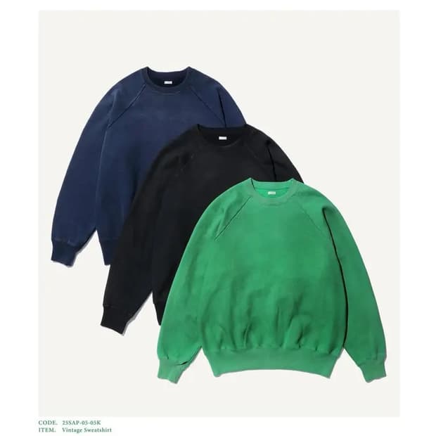 아프레쎄 빈티지 스웻셔츠 그린 25SAP-05-05K