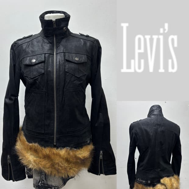 Y2K Genuine Leather Black High Neck Buck