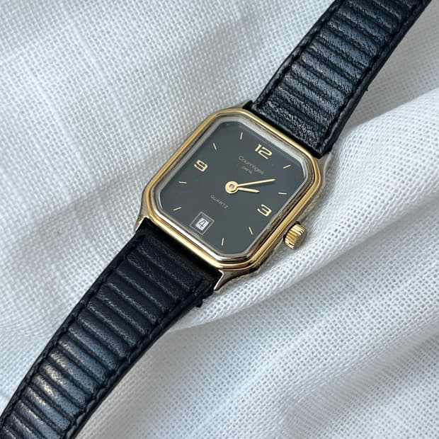 80s Courreges 꾸레쥬 가죽 스트랩 손목시계