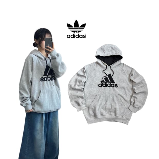 아디다스 올드스쿨 빅로고 오버핏 후드티  [Price] 35,000  [