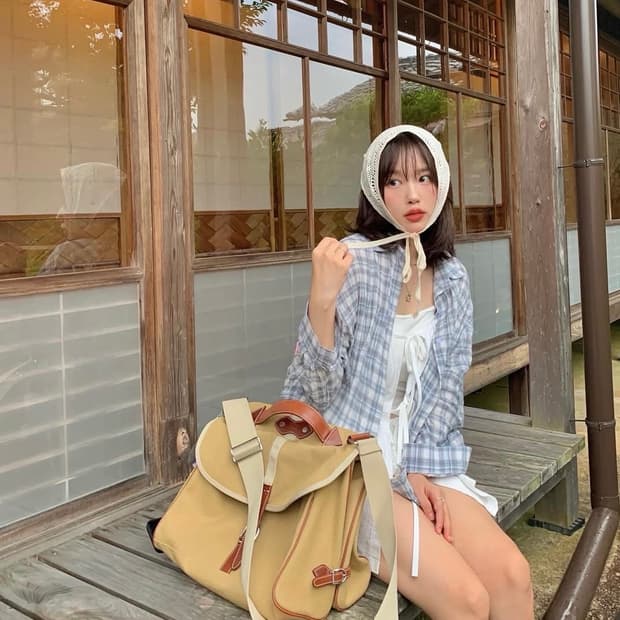 토모토모 유인 체크 셔츠 남방 블라우스
