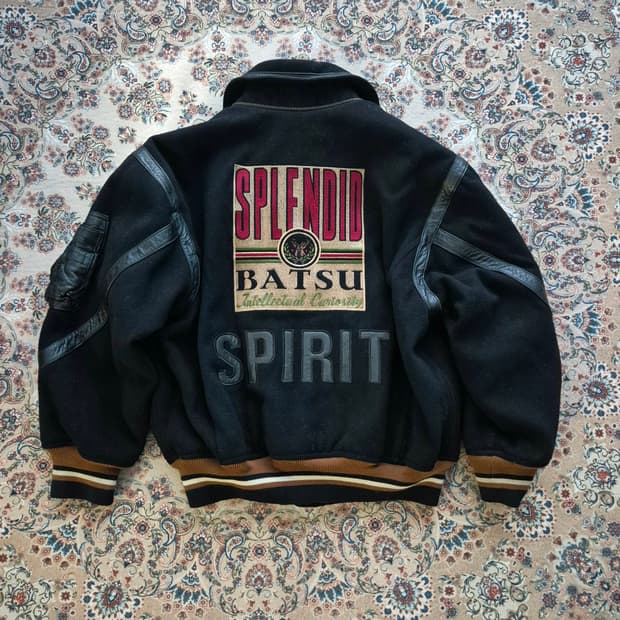 MEN'S BA-TSU 80's 울,레더 바시티 점퍼