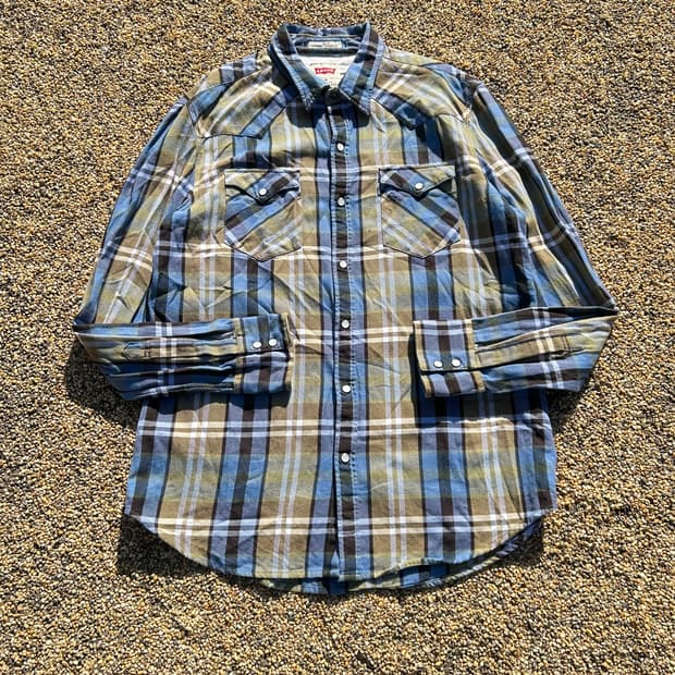리바이스 웨스턴 화이트 라벨 체크 셔츠