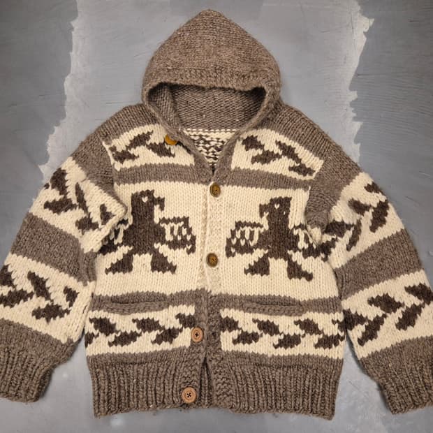 90s KANATA 헤비울 코위찬 후드 