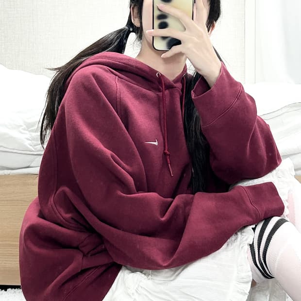 나이키 스우시 버건디 후드