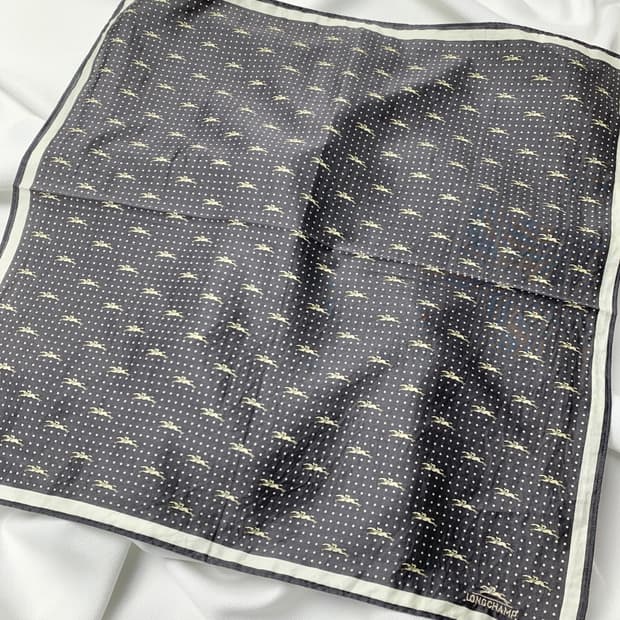 [정품] LONGCHAMP 롱샴 승마패턴 빈티지 쁘띠스카프 손수건