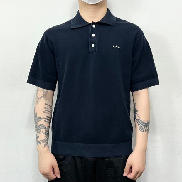 A.P.C 아페쎄 로고 카라넥 니트 반팔 PK
