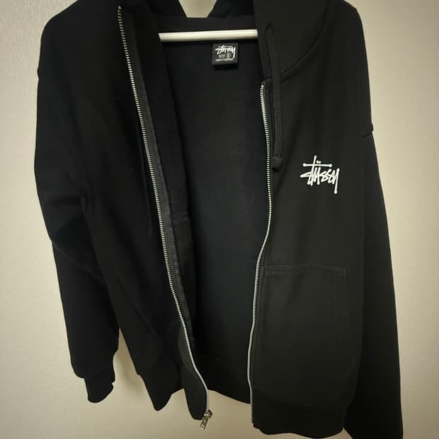 스투시 베이직 후드집업 블랙