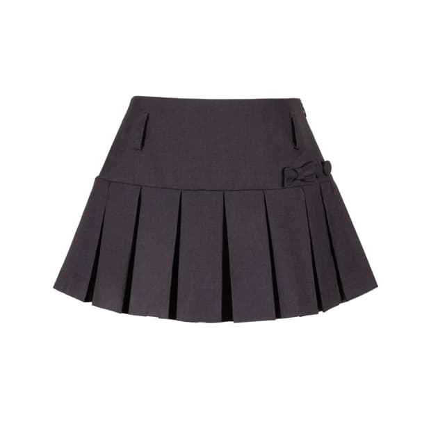 위스페어리 디어마이페어리 돌리 리본 플리츠 스커트 차콜 s