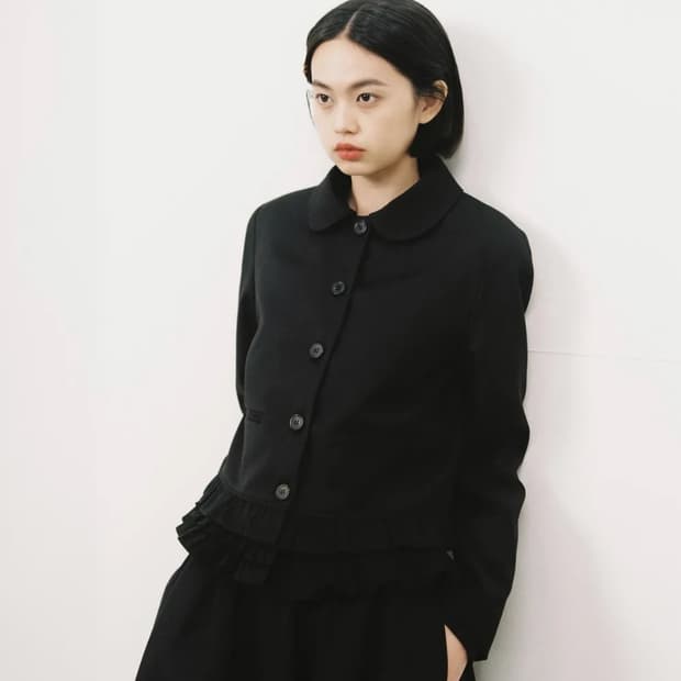 오헤시오 라운드 프릴 자켓, 블랙 ROUND FRILL JACKET, B