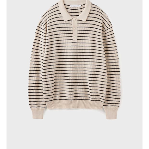 [XL] 브랜디드 하드트위스트 라운지 폴로 니트(아이보리 스프라이트)