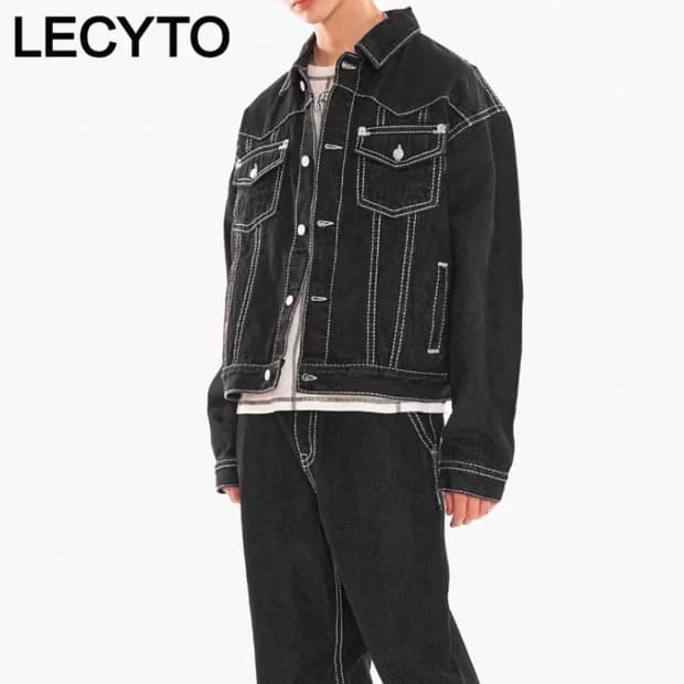 [정품] LECYTO 레시토 익스클루시브 빅스티치 오버핏 블랙 데님자켓