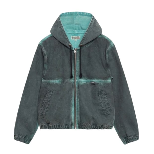 스투시 스프레이 다이 후드 워크 자켓 블랙