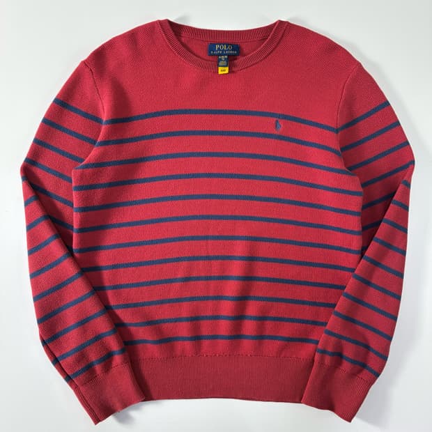 Polo  폴로 랄프로렌 자수 코튼 핑크 스트라이프 니트