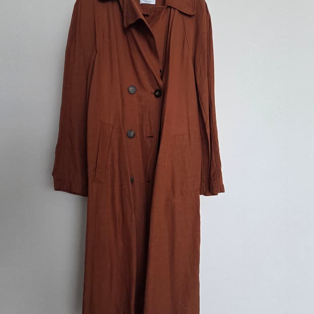 XS) ZARA 브라운 롱 트렌치 오버핏 코트