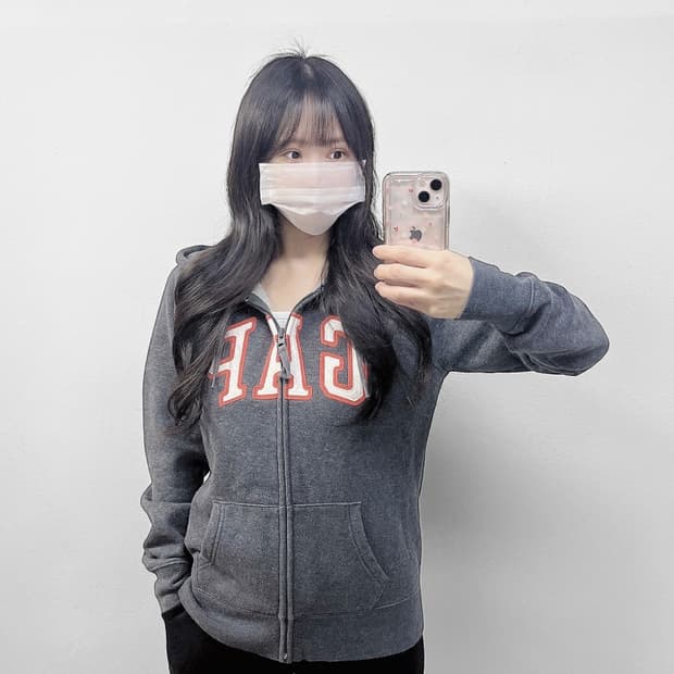 갭 Gap 스펠 로고 후드집업 그레이