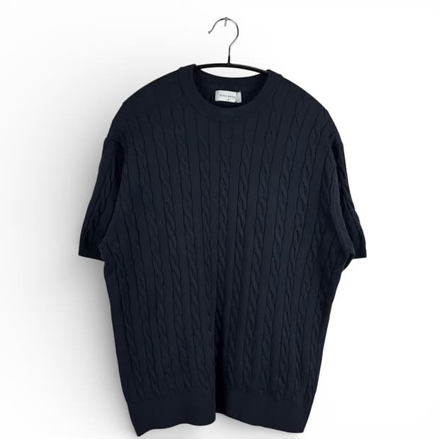 (100) 마인드브릿지 케이블 꽈배기 니트 반팔