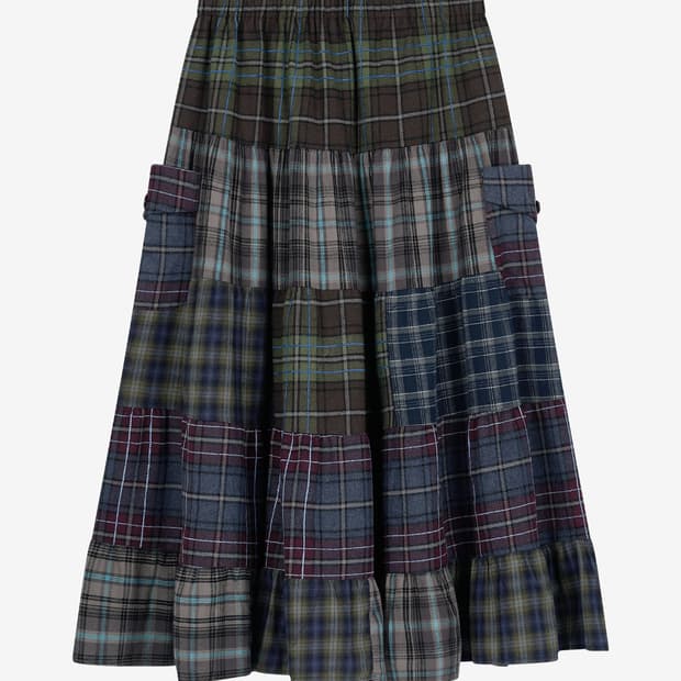 노컨텐츠 보호 체크 스커트 체크