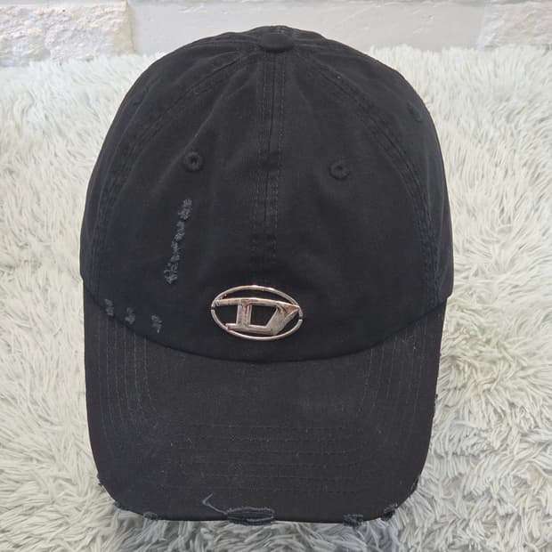 L8-8:HSH 메탈 로고빈티지 디스트로이드 블랙 볼캡(약56-59cm)