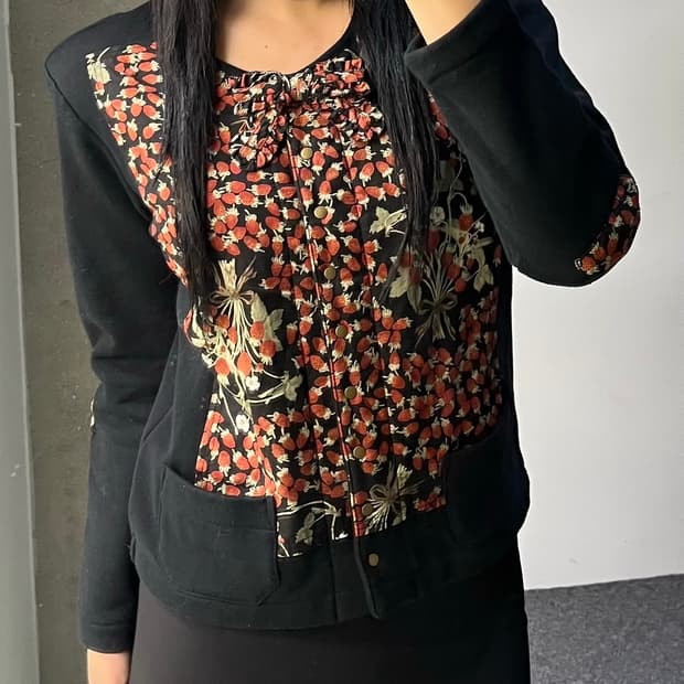 핑크하우스 스트로베리 리본 가디건