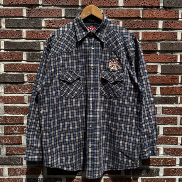 웨스트코스트차퍼스 00s 아이언크로스 웨스턴 플란넬 셔츠