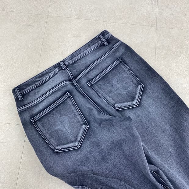떠그클럽 더블니 흑청 레이저 데님 진 (34)