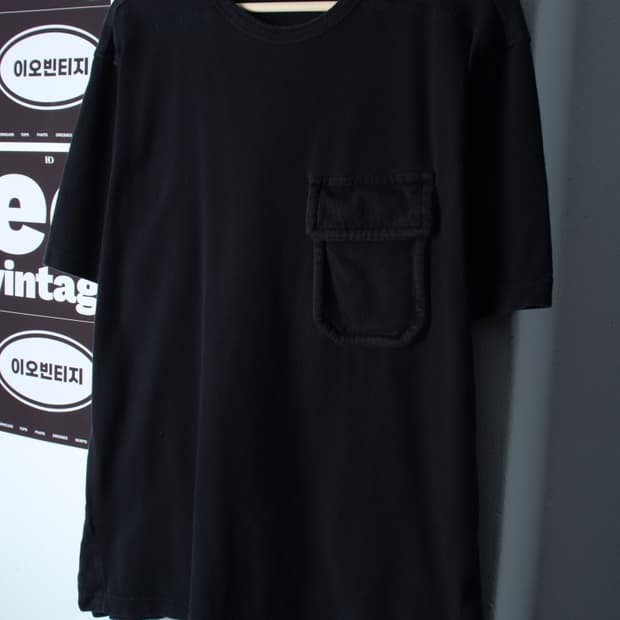 (L-XL) 일꼬르소 반팔 티셔츠 포켓 무지 블랙 에이징-H36723