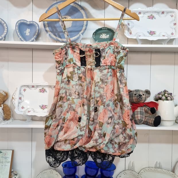 플라워 레이스 캐미솔 원피스