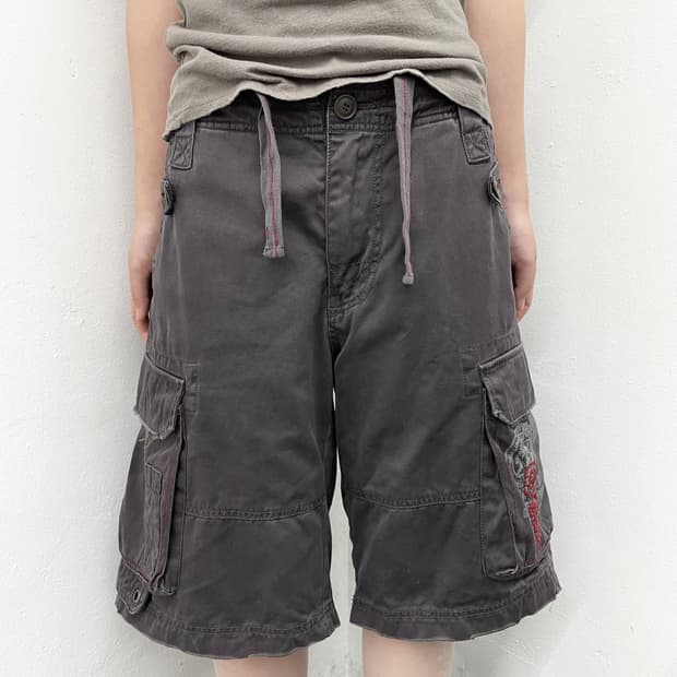 y2k 자수 포켓 카고팬츠