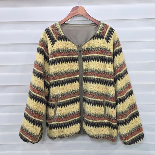 일본 Elcamino 노르딕 패턴 후리스 집업자켓- 우먼프리