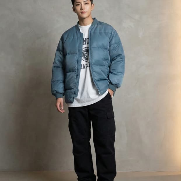 발렌시아가 90s 빈티지 오리털 패딩 블루종